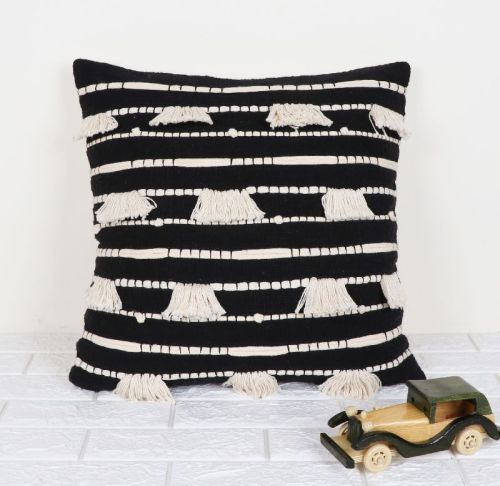 Cotton IK-927 Decorative Pillow, Color : Black/ivory