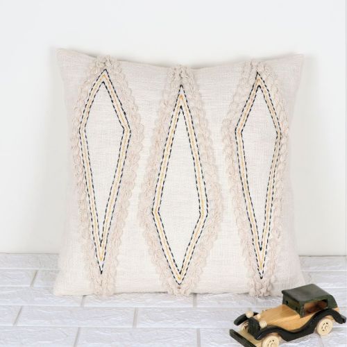 Cotton IK-967 Decorative Pillow, Color : Ivory/black