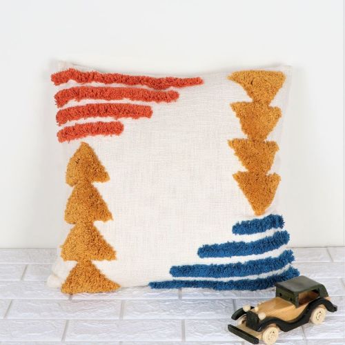 Cotton IK-968 Decorative Pillow, Color : Ivory/orange