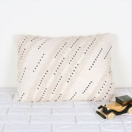 Cotton IK-970 Decorative Pillow, Color : Ivory/black