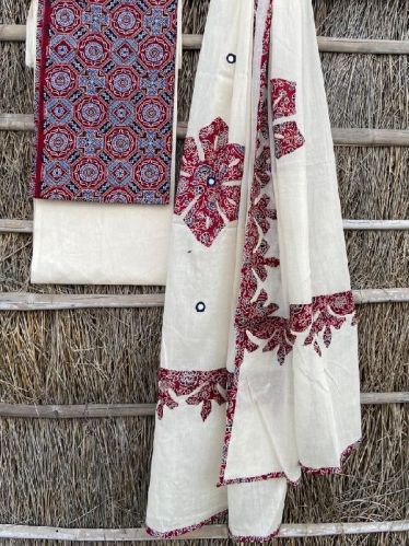 Pure Cotton Ajrakh Print Suit With Dupatta