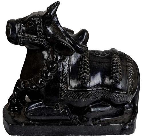 Multicolors Polished Black Marble Nandi Statue, For Shiny, Pattern : Printed