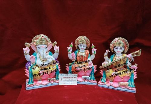 Marble Ganesh Laxmi Statue, For Worship, Pattern : Polished Painted