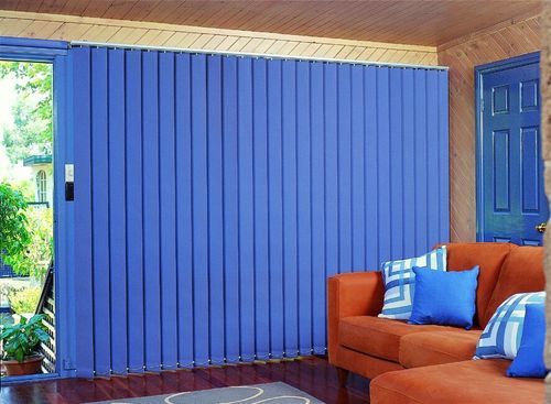 Polyester Window Vertical Blinds, Color : Blue