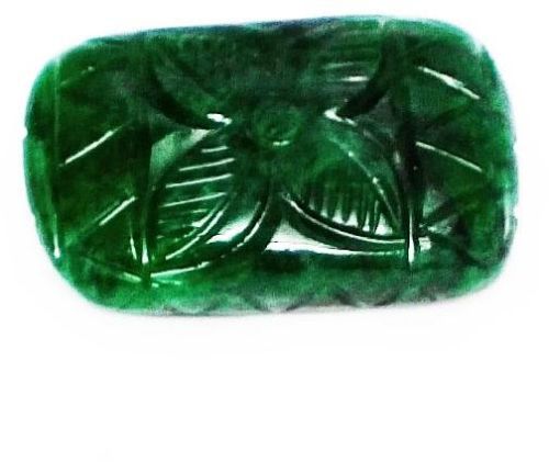 Carved Cushion Cut Emerald Gemstone, For Jewelry Settings, Gemstone Type : Natural