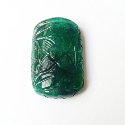 LNG Rectangle Gemstone Rectangular Carved Emerald Stone, For Jewelry Settings, Size : Free Size