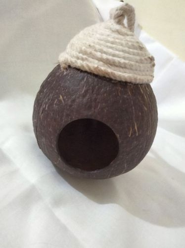 Non Polished Coconut Shell Bird House, Color : Brown