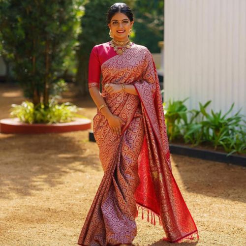 3270 Jacquard Silk Saree, Width : 6 Meter