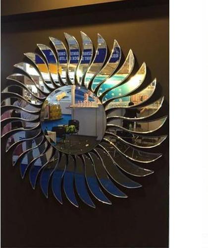 Circular Glass Designer Mirror, For Home, Hotel