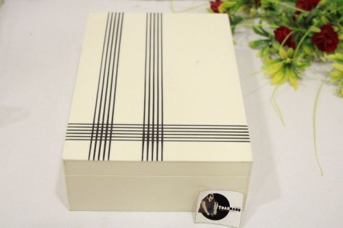 Rectangle White Black Lining Design Resin Gift Box