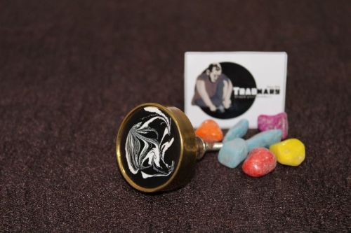 Black Round Abstract Pattern Resin Cabinet Knobs