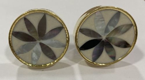 Floral Design Mother Of Pearl Inlay Cabinet Knob