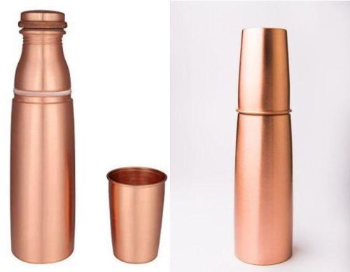 Round Pure Copper Bottle With Glass, For Water Storage