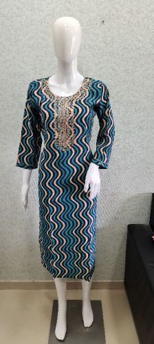 Printed Chanderi Silk Kurtis, Technics : Embroidery Work