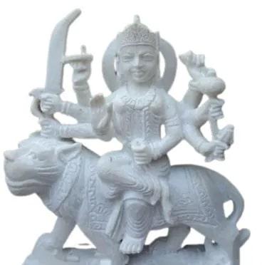 Polished Handmade Marble Durga Statue, Size : 12-18 Inch