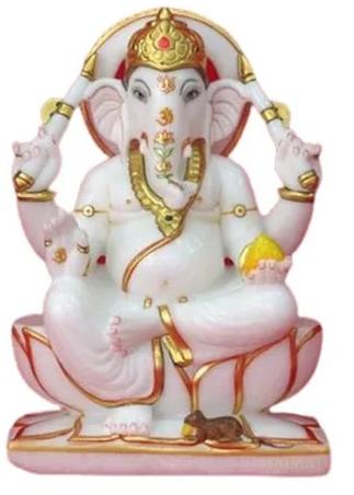 Polished Painted Vietnam Marble Ganesh Statue, Color : Multicolors