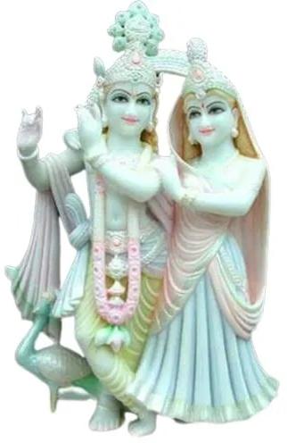 Makrana Marble Radha Krishna Statue, Size : 12 Inch-24 Inch