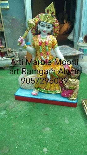 Polished Carved Marble Baglamukhi Statue, Packaging Type : Carton Box