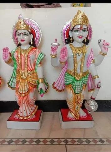 Marble Laxmi Vishnu Statue, For Worship, Temple, Pattern : Painted