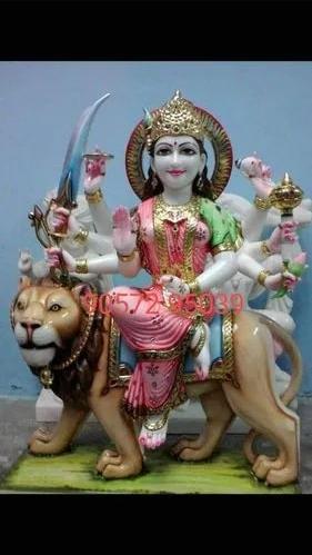 Polished Painted Marble Durga Statue, For Dust Resistance, Shiny, Size : 9 Inch -72 Inch
