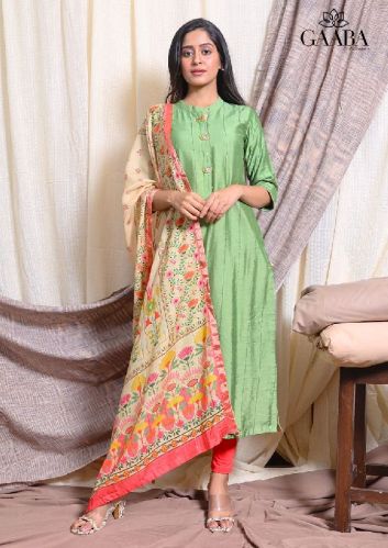 Green Desire Digital Print Muslin Dupatta Chanderi Kurta Set