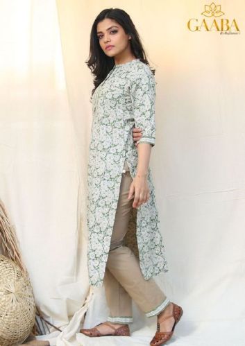 Green Floral Print Kurta Pant Set, Size : Small, Medium, Large, XL, XXL, XXXL