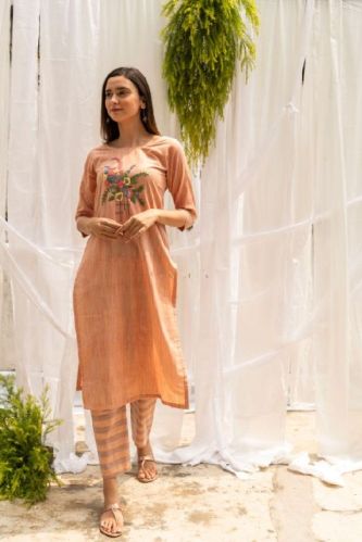 Hand Embroidered Ecstatic Cotton Kurta Pant Set