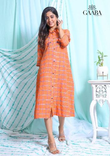 Gaaba URJA COTTON CHECKS DRESS, Occasion : Casual Wear