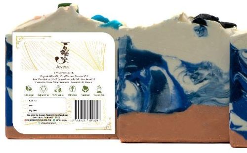 Jeveos Rectangle Ocean Breeze Design Soap, For Bathing, Form : Bar