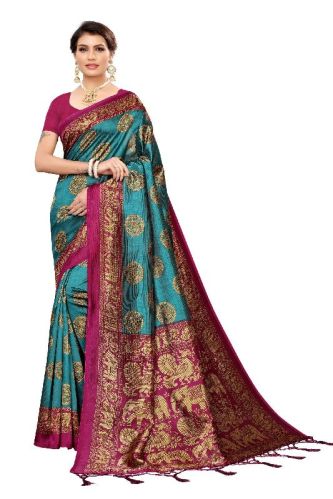 PF-277 Art Silk Jhalar Saree, For Easy Wash, Dry Cleaning, Anti-Wrinkle, Shrink-Resistant, Age Group : Adults