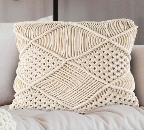 Cotton Macrame Cushion Cover, Size : 40cm X 40cm, 45cm X 45cm, 50cm X 30cm