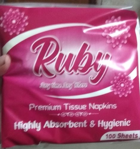 Ruby Plain Paper Tissue Napkin, Packaging Type : Plastic Packets