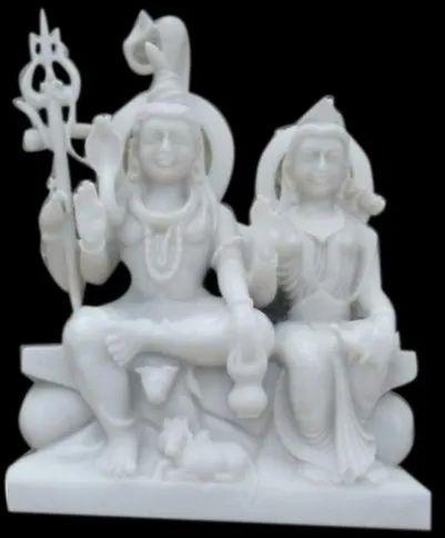 White Marble Shiv Parvati Statue, Pattern : Plain