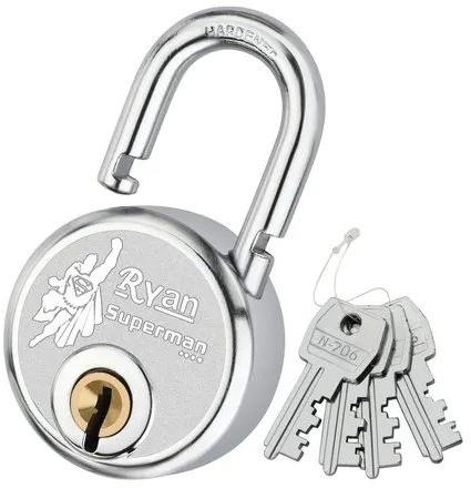 Ryan 68mm Steel Padlock, Color : Silver