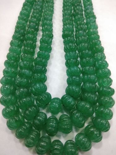 Green Gemstone Natural Beryl Pumpkin Shape Beads, For Jewelry, Packaging Type : Plastic Box