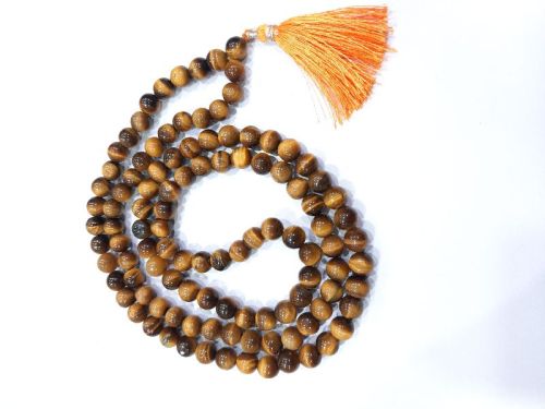 Yellow Round Polished Gemstone Tiger Eye Mala, For Jewelry/mala, Packaging Type : Plastic/cardboard