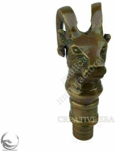 Designer Heavy Goat Head SOLID BRASS Victorian Handle ONLY Walking Stick Cane