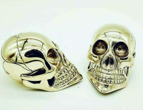 New Heavy Solid Golden Brass Skull Only Head Handle