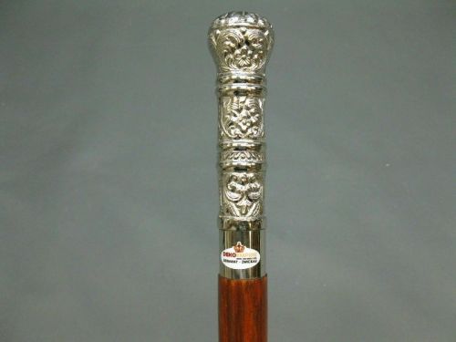 Pillar Chrome Brass Wooden Walking Shaft Stick Cane Handle Vintage Style Solid