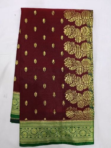 Banarasi Lacha Chanderi Booti With Golden Zari Saree