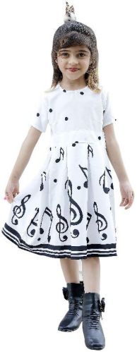 Girls Polka Printed Round Neck A Line Dress