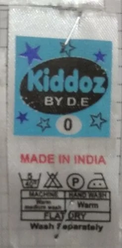 White Printed Satin Label For Garments