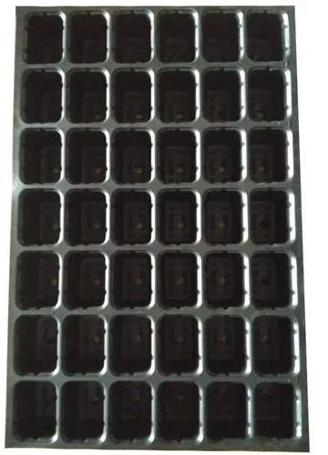 Rectangular Plastic 42 Hole Seedling Tray, Color : Black