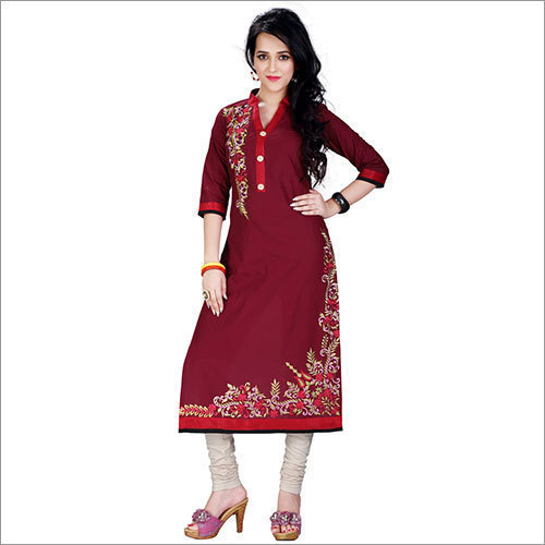 Printed Cotton Ladies Fancy Kurti, Style : Straight