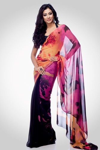 Unstitched Georgette Sarees, Saree Length : 5.5 Mtrs