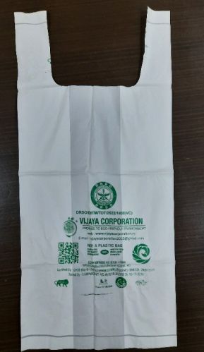 Cornstarch Compostable Carry Bag, For Grocery, Shopping, Pattern : Plain, Printed