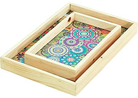 Printed Pine Wood Tray, Feature : Durable