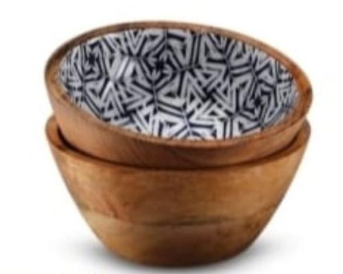 Round Wooden Printed Bowls, For Gift Purpose, Hotel, Restaurant, Home, Size : 4 Inches