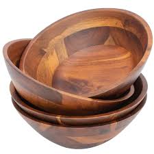 Round Polished Wooden Bowl Set, For Gift Purpose, Hotel, Restaurant, Home, Pattern : Plain