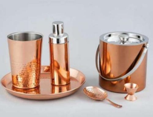 Copper Polished Bar Set, Color : Brown